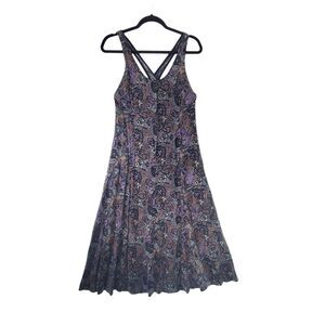 S Wilfred Aritzia Maxi Midi Dress Tank Sleeveless Rayon Floral Grey Black Purple